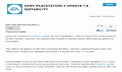 EA Blames Day One Patch For Crashing “All PS4 Games”