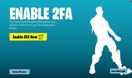 Get a free Fortnite dance with two factor authentication