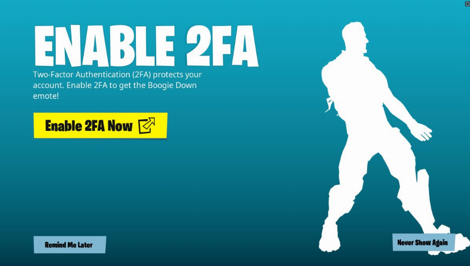 Get a free Fortnite dance with two factor authentication
