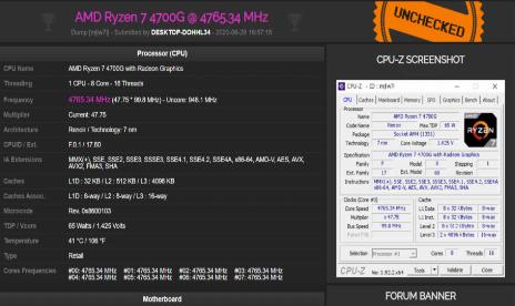 Un AMD 4700G overlocké atteint 4,77 GHz avec un refroidissement standard