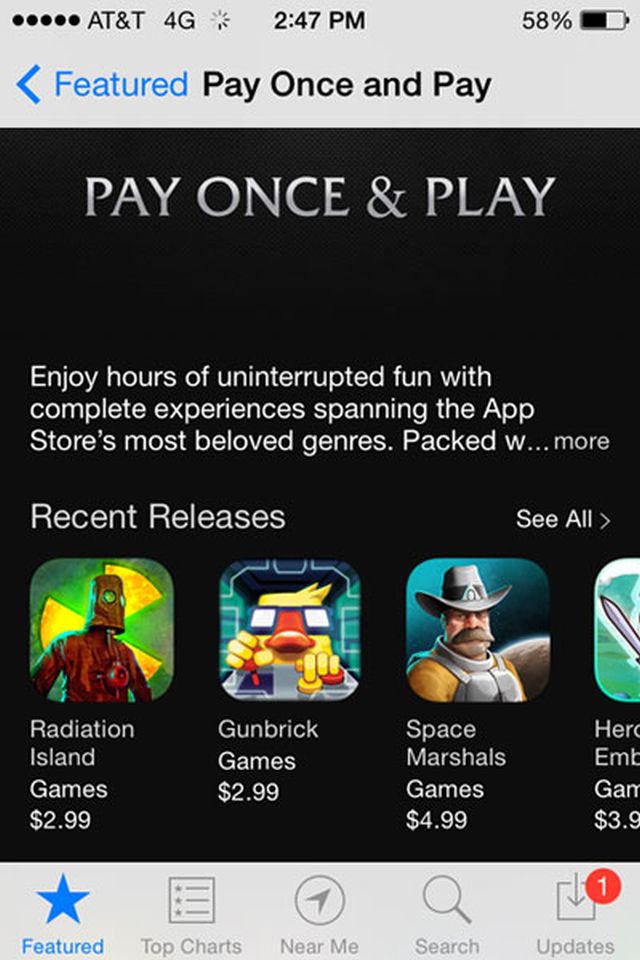 Apple Promotes “Pay Once And Play” On App Store