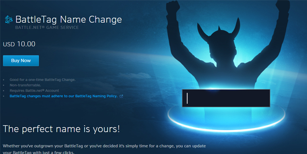 Changing your Blizzard BattleTag will cost you $10