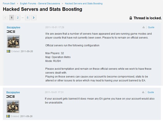 Joining A Modified Battlefield 3 Server Might Get You Banned From All EA Games