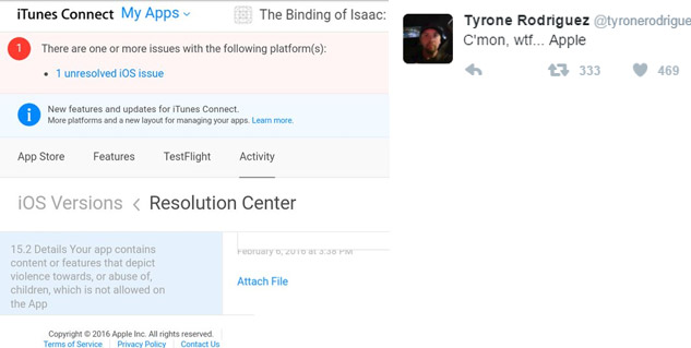 Binding of Isaac rejeté sur l'App Store iOS