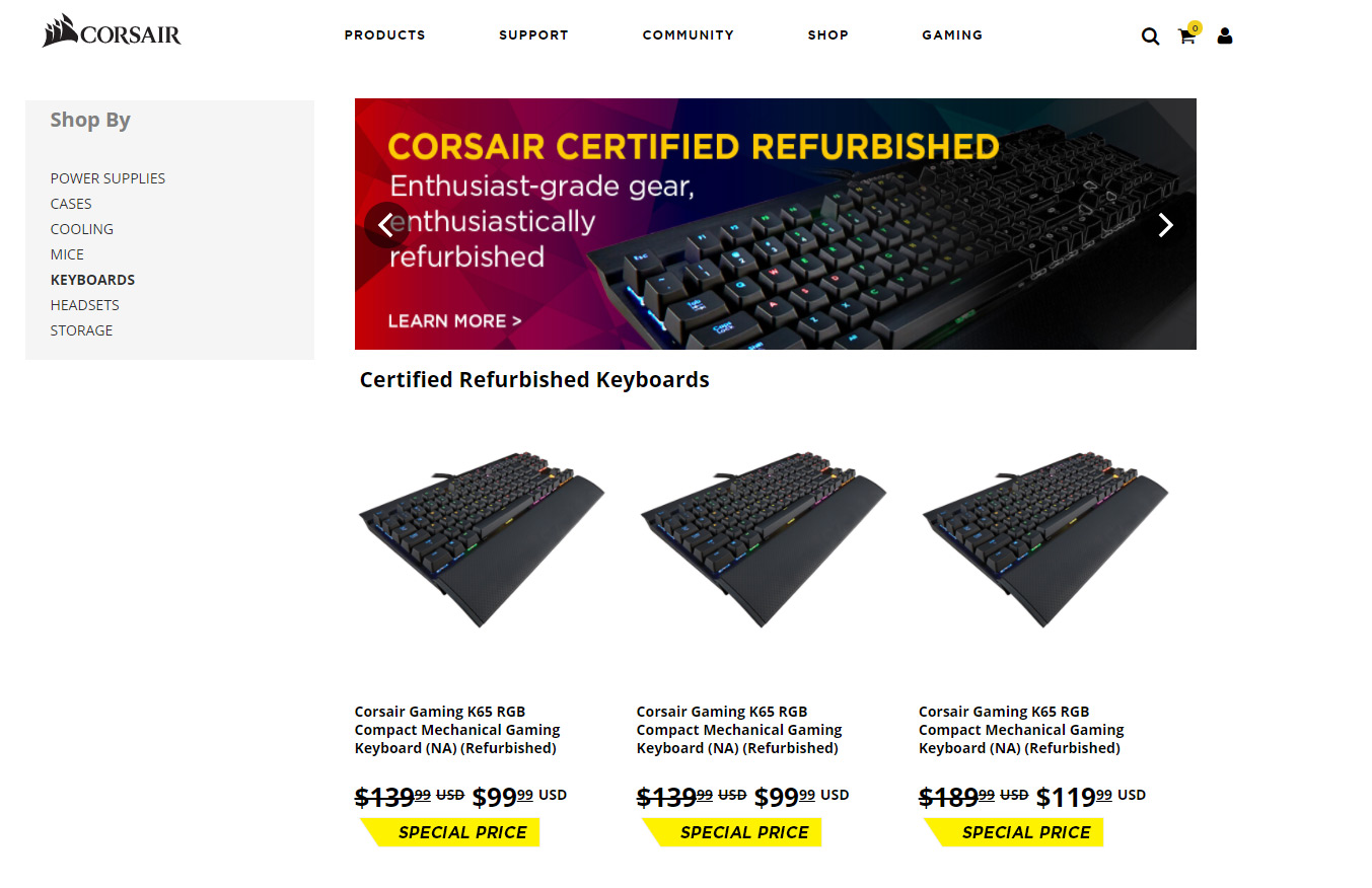 Corsair propose des périphériques reconditionnés avant la fin de l'été