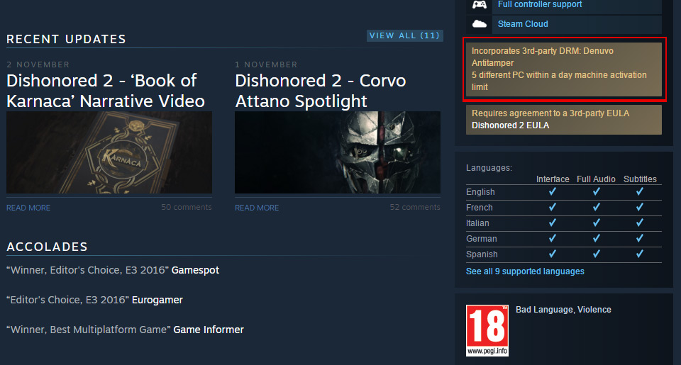 Good luck cracking Dishonored 2, it uses Denuvo