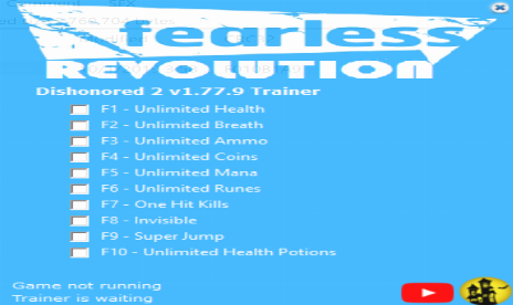 Dishonored 2 V1.77 (+10 Trainer) [FearlessRevolution]