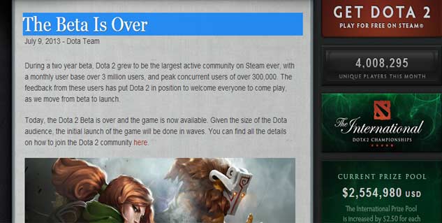 Le nombre de joueurs de DotA 2 bat de nouveaux records après sa sortie