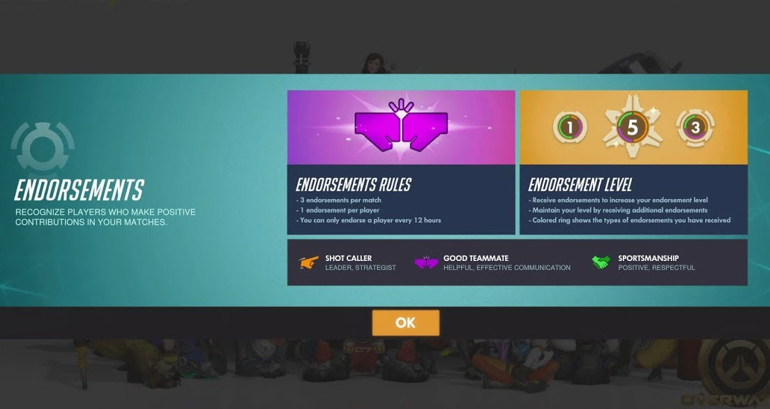 Overwatch endorsement system wants to reward social play