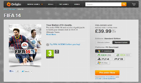 Hoy sale la demo gratuita de FIFA 14