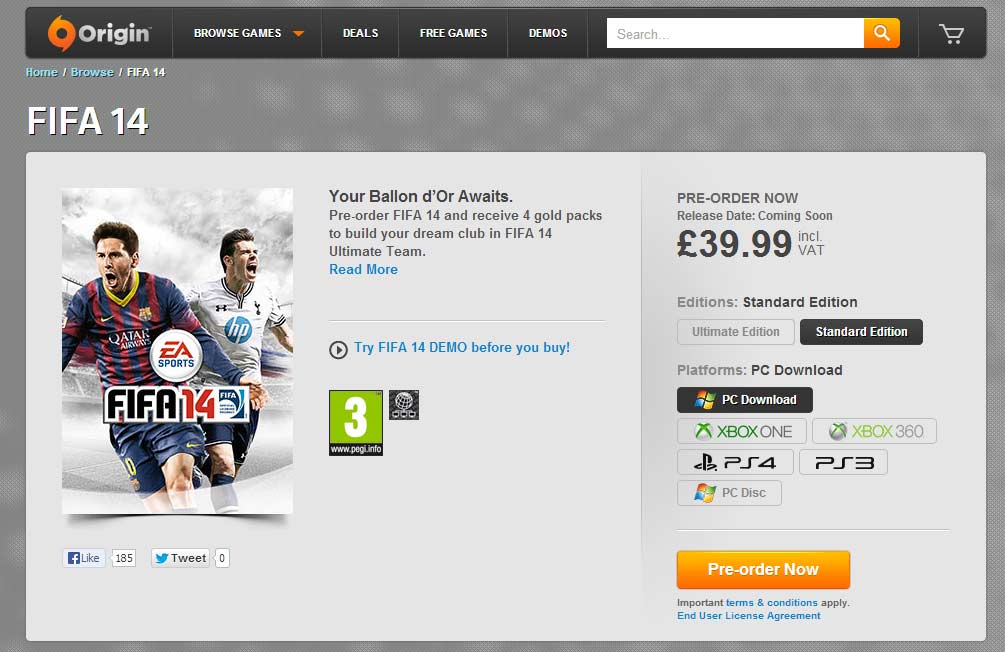 Free Demo for FIFA 14 is Out Today