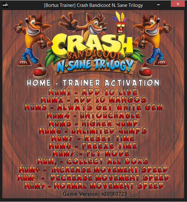 Crash Bandicoot N. Sane Trilogy v20180723 (+11 Trainer) [Bortus Trainer)