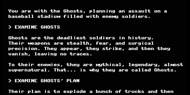 Würden Sie CoD: Ghosts als Textadventure bevorzugen?