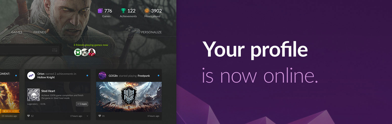 GoG now has user profiles just like Steam