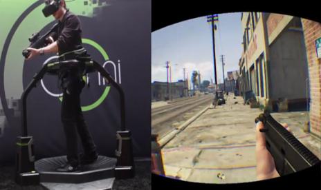 Así se ve GTA V en un sistema de realidad virtual Omni-treadmill
