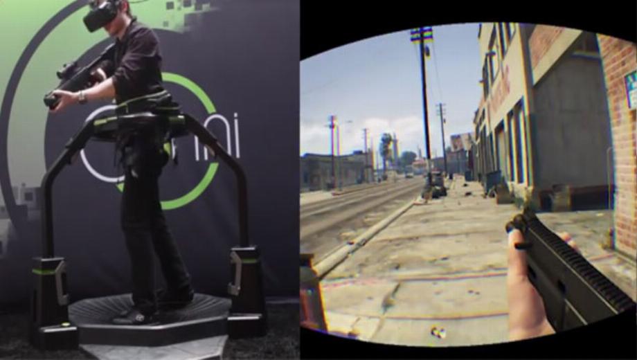Here’s what GTA V looks like on an Omni-treadmill VR set up