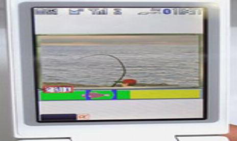 Japanische Spieler fangen echte Fische mit dem Handy