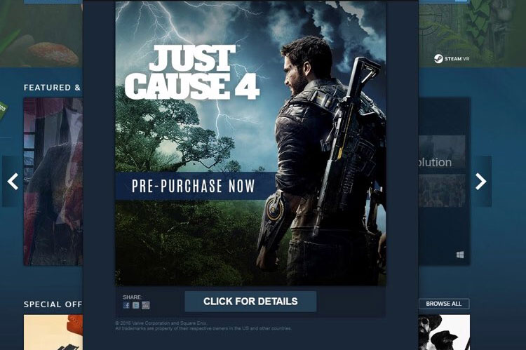 Just Cause 4 confirmé par Steam Link