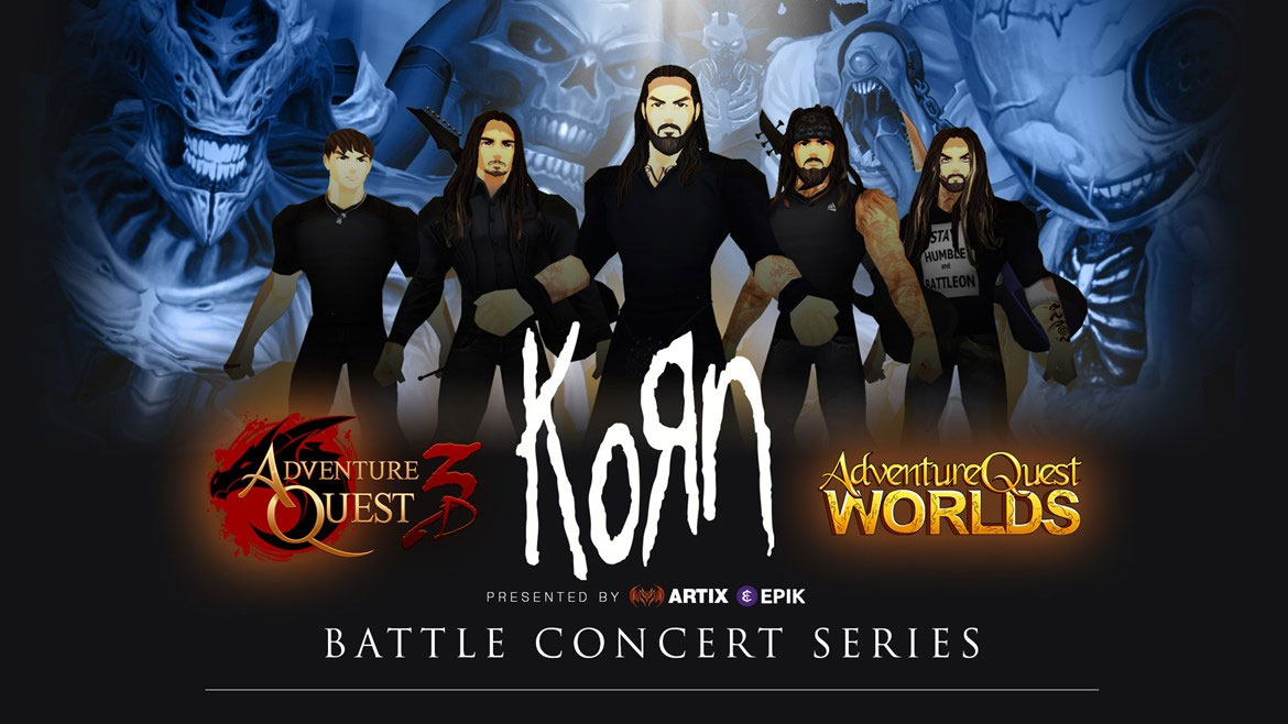 Korn is playing a free concert in AdventureQuest 3D