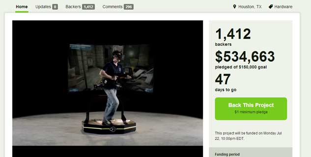 Omni Directional Treadmill Surpasses Kickstarter in Hours