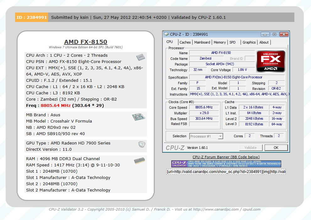 La CPU AMD Fx-8150 alcanza un overclock récord de 8GHZ+.