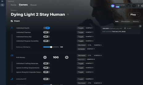 Dying Light 2 Stay Human Trainer +20 [WeMod/Fling]