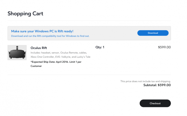 Oculus Rift Official Price Revealed