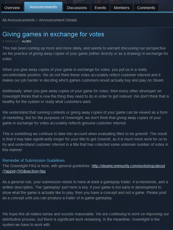 Valve no quiere que los desarrolladores de Greenlight regalen copias gratuitas