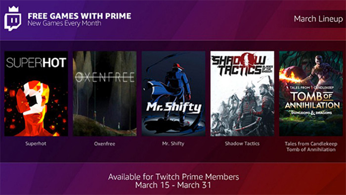 Les membres de Twitch Prime reçoivent désormais des jeux gratuits tous les mois