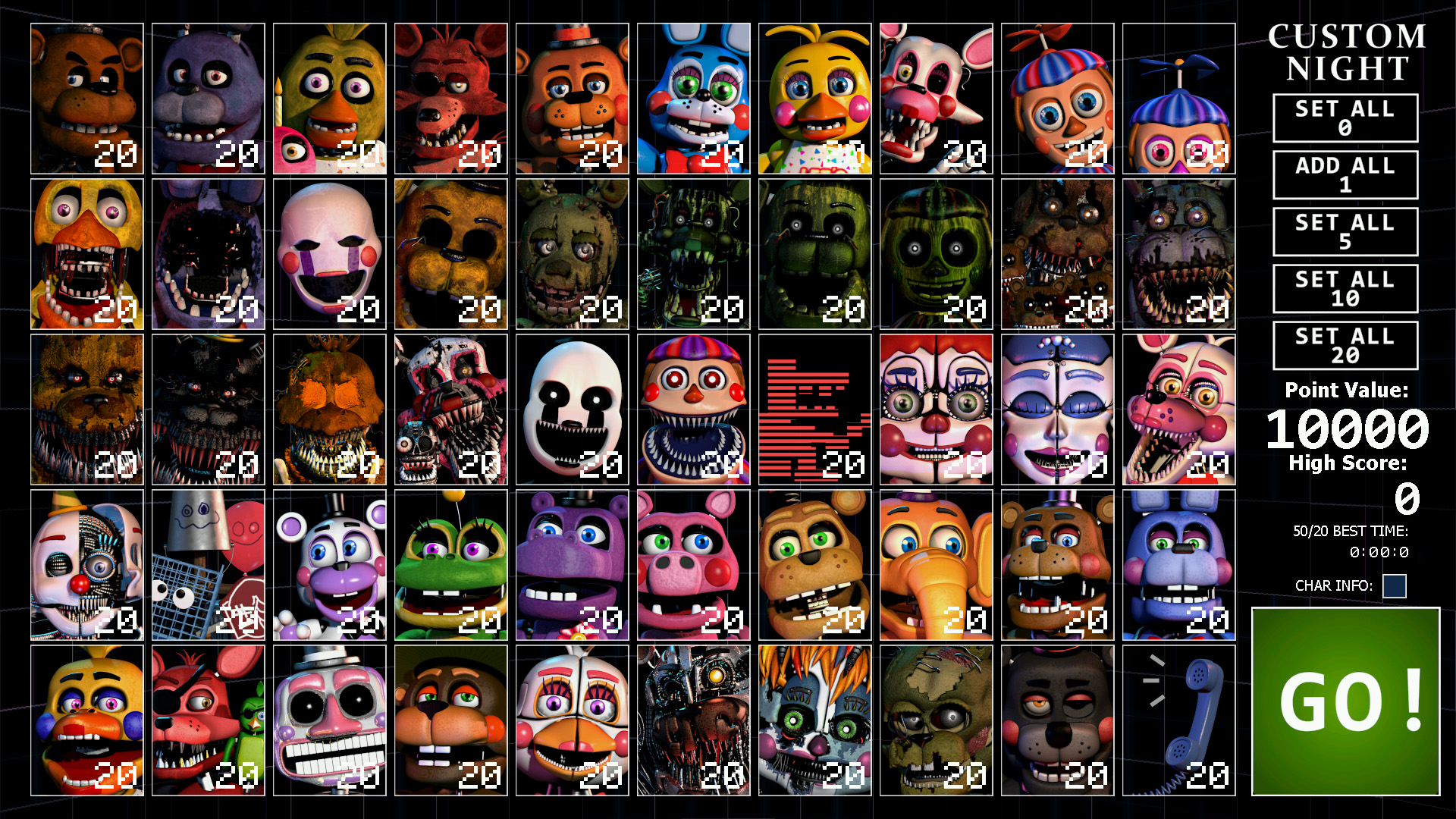 Ultimate Custom Night es un Five Nights at Freddy's a tu medida