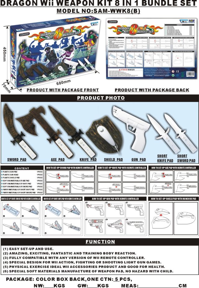 Kit de 8 accesorios para armas WiiMote