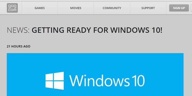 GoG’s old games to work on Windows 10 at launch