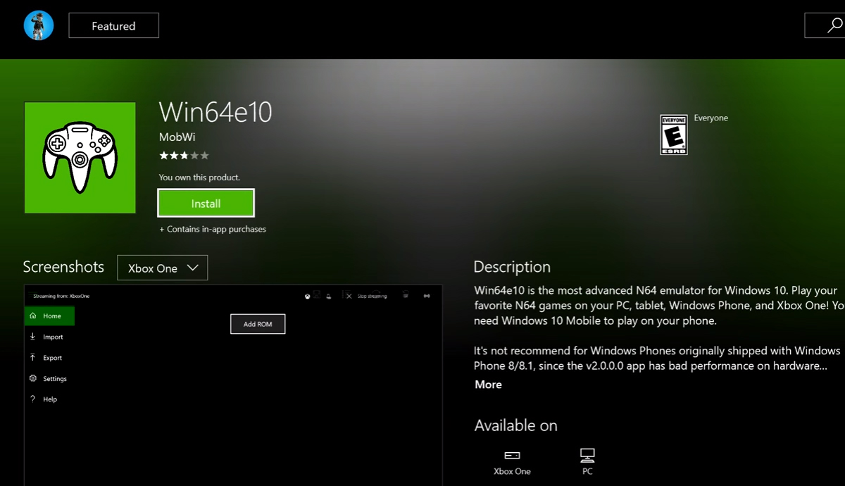 N64 emulator on Xbox One is down, but you can keep it if you have it