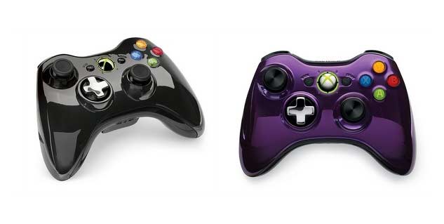 Microsoft shows off shiny black and purple 360 controllers