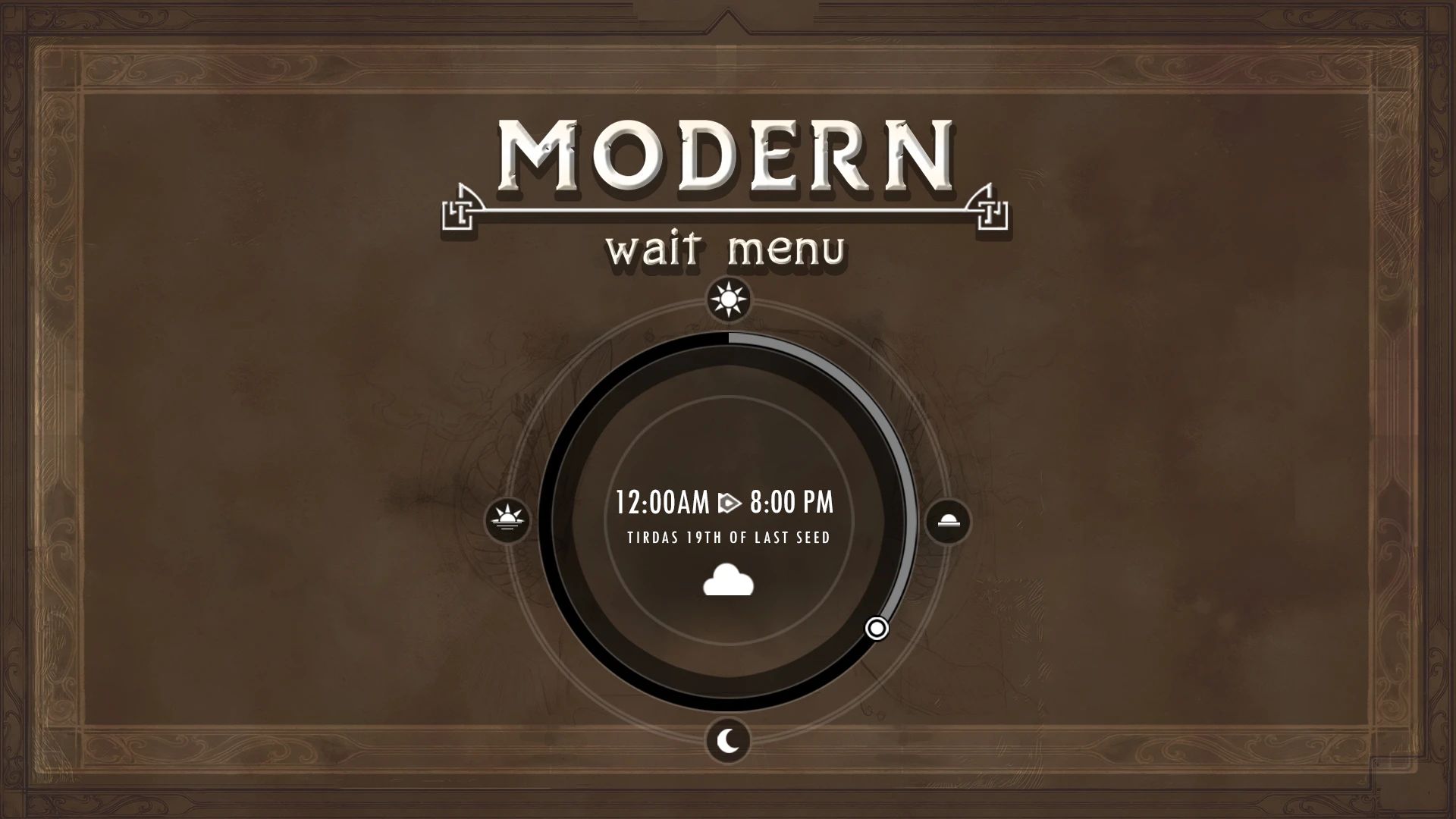 The Elder Scrolls V: Skyrim Special Edition Modern Wait Menu Mod v1.0