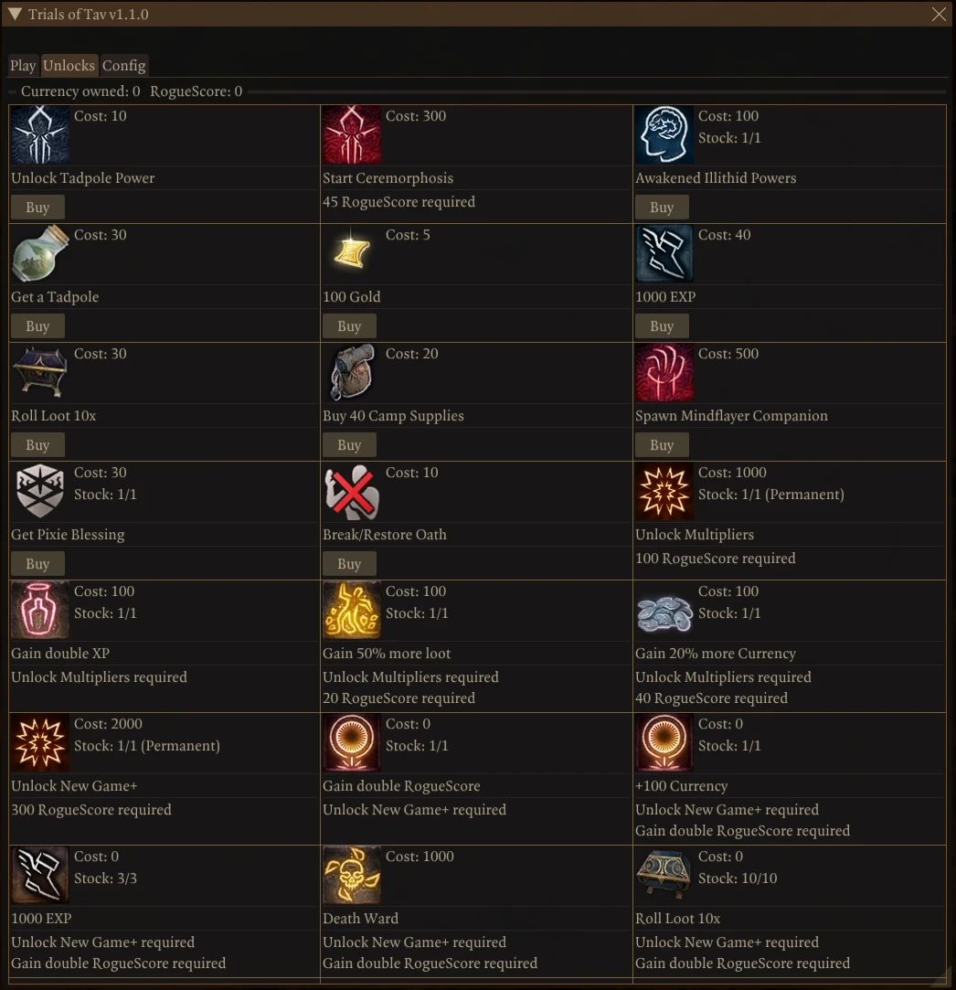 Baldur's Gate III Trials of Tav - ein Roguelike-Modus Mod v1.3.1