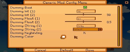 Stardew Valley Generic Mod Config Menu (GMCM) Mod v1.16.0