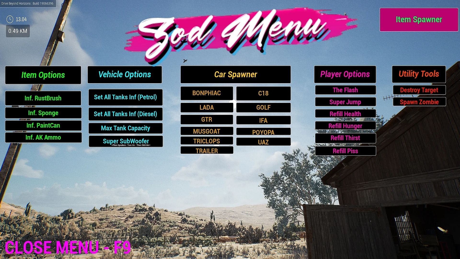 Drive Beyond Horizons ZodMenuReloaded Mod v0.7